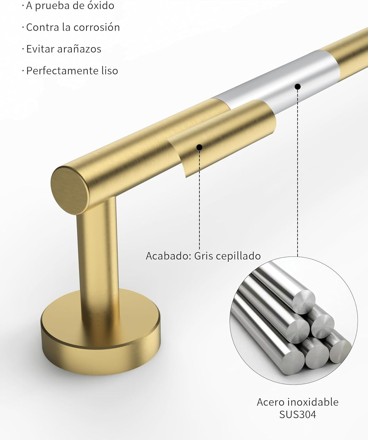 24 Inch Brushed Towel Bar Towel Rack for Bathroom Kitchen Hand Towel Holder Dish Cloths Hanger SUS304 Stainless Steel RUSTPROOF Wall Mount (Gold)