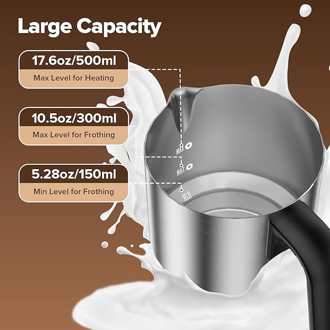 Milk Frother and Steamer, Detachable Electric Milk Frother, 30.44Oz./900ML Capacity, Automatic Warm and Cold Foam Maker, Hot Chocolate Maker