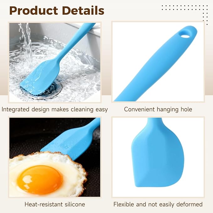 32 Pcs Silicone Spatulas Set, Heat-Resistant Jar Scrapers with One-Piece Design & Long Handle, Non-Stick, Rubber Spatula for Baking, Mixing, Cooking, Easy to Clean (Multicolor)