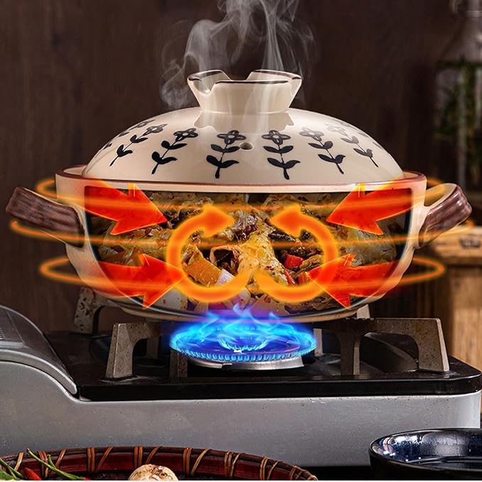 Ceramic Casserole, Japanese Clay Pot Donabe Stone Rice Pot With Lid, Earthen Pot Stockpot Ceramic Casserole Cooker Healthy Cookware Stove Pot Soup Hot Pot(Color:C)