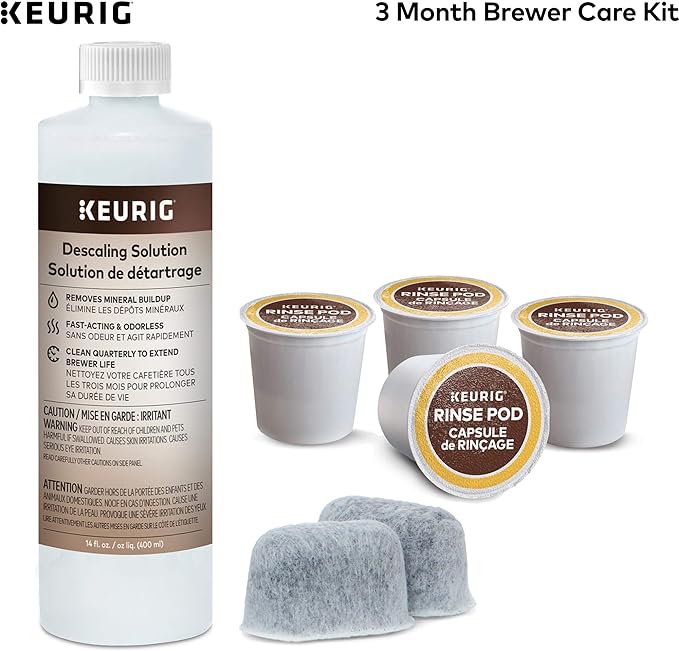 Keurig K-Elite Coffee Maker, Single Serve K-Cup Pod Coffee Brewer, With Iced Coffee Capability & 3-Month Brewer Maintenance Kit Includes Descaling Solution, Water Filter Cartridges & Rinse Pods