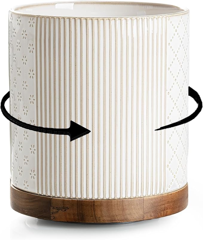 getstar Extra Large Rotating Utensil Holder for Kitchen Counter, 7.2" Ceramic Utensils Crocks Set for Countertop Large & Small Utensil Organizer for Spatula Farmhouse Kitchen Decor