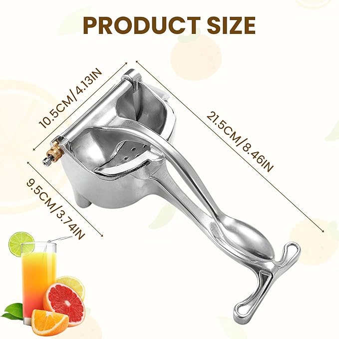 Heavy Duty Manual Fruit Juicer Press, Upgraded Fruit Juice Squeezer Handheld Aluminum Alloy, Non-Slip Ergonomic Grip, Easy to Use & Clean, Efficient Extraction of Citrus, and Other Fruits (1)