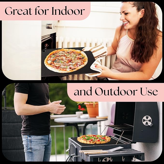 UMAID Pizza Steel for Oven & Grill, 16"x13.4", 1/4" Thick Pre-Seasoned Carbon Steel Baking Steel, Best Fit for Standard 12" Home Pizza, Achieve Restaurant-Quality Crust, Includes Recipe Booklet