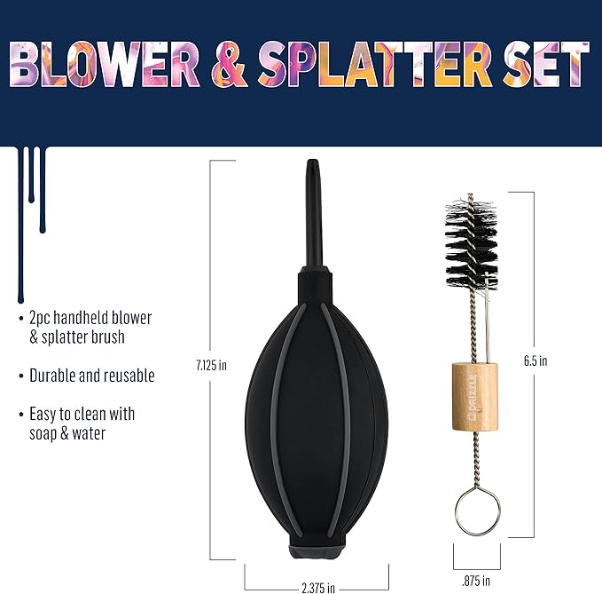FolkArt Drizzle Blower and Splatter Set, Durable Tools Perfect for DIY Paint Pouring Arts and Crafts Projects, 50821