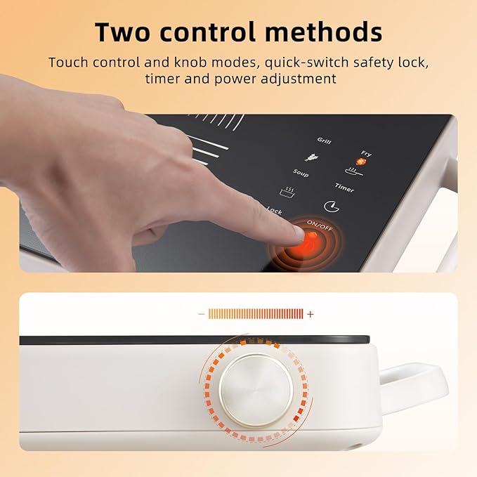 Electric Burner 1800W Hot Plate with 7.5" Ceramic Glass Cooktop Up Quickly for Easy Cleaning Electric Stove Compatible with All Cookware Suitable for Picnics, Mocha