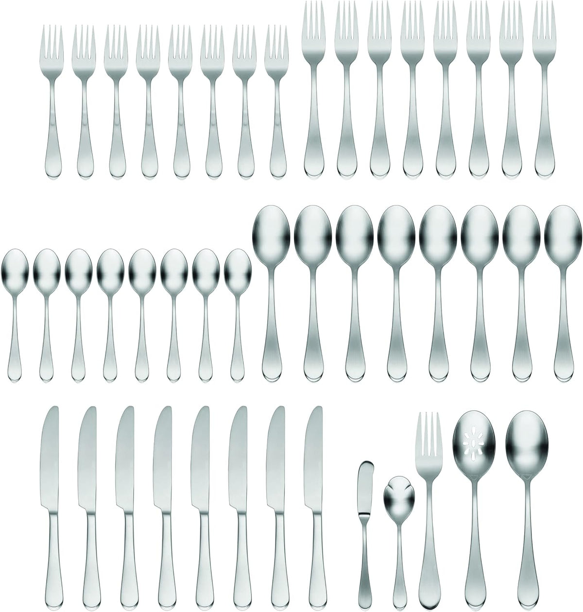 Oneida H326045Al20 Satin Icarus 45 Piece Everyday Flatware Set, Service For 8