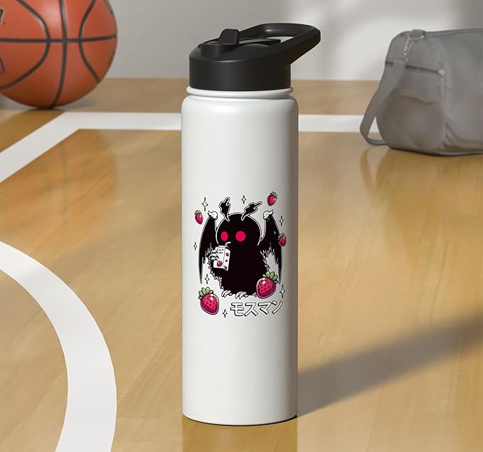 Kawaii Strawberry Milk Shake Carton Mothman Stainless Steel Insulated Water Bottle