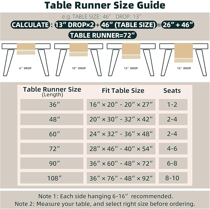 FEXIA Boho Table Runner for Thanksgiving Home Decor with Tassels 36 Inches Long Farmhouse Rustic Table Runner Cream & Brown Macrame for Boho Dining Bedroom Decor Rustic Bridal Shower (12x36 Inches)