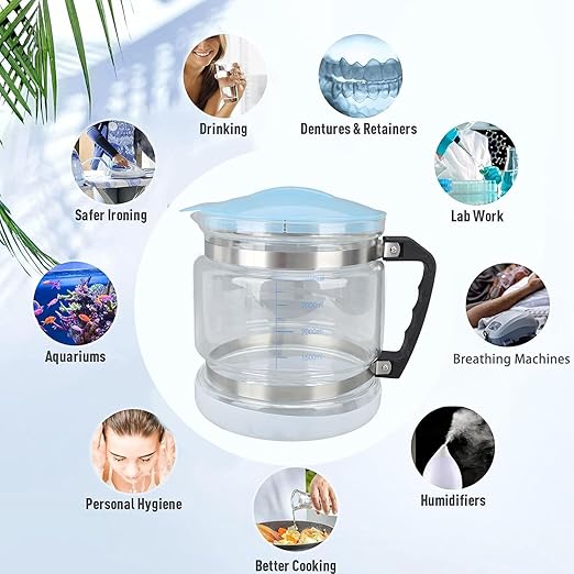 4L Glass Distiller Water Container, Pure Water Collection Bottle Replacement for Countertop Distillers, Easy Clean Wide Mouth Design
