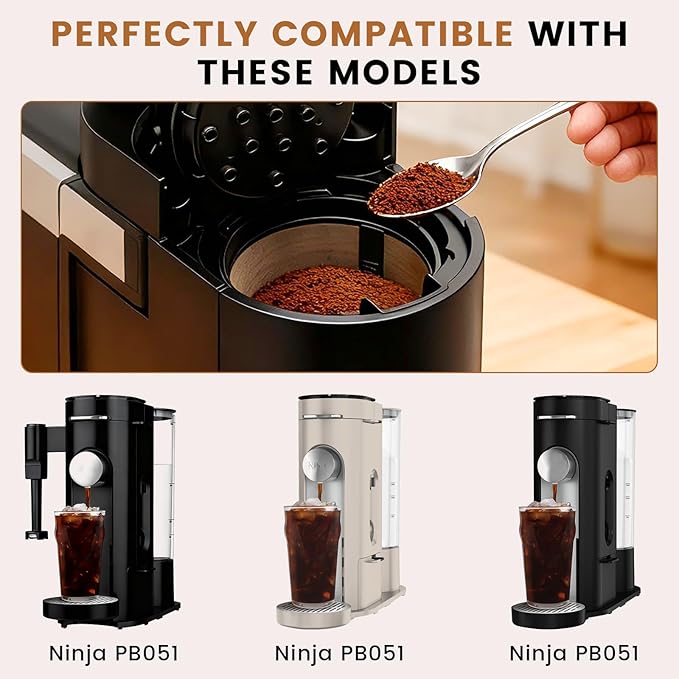 Permanent Coffee Filter for Ninja PB051、PB040、PB041ST, Reusable Coffee Filter Basket, Gold 304 Stainless Steel Mesh, Eco-Friendly Coffee Maker Accessories