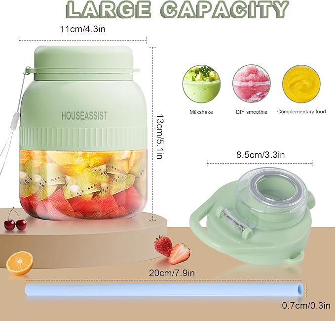 Portable Blender Personal blenders, 20oz Mini Blender for Shakes and Smoothies, Strong Cutting Power with 10 Blades, 600Ml Traveling Fruit Veggie Juicer Cup for Home, Sport, Office, Camping
