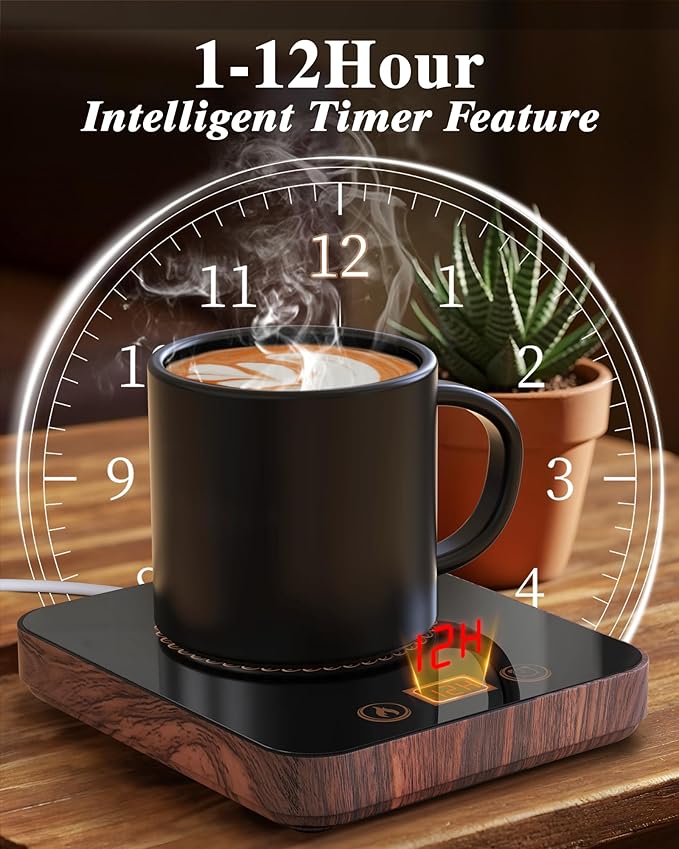 Coffee Mug Warmer for Desk with Auto Shut Off, Coffee Warmer for Desk Office with 3 Adjustable Temp. &12 Hours Timer (Valentines Day Gifts)