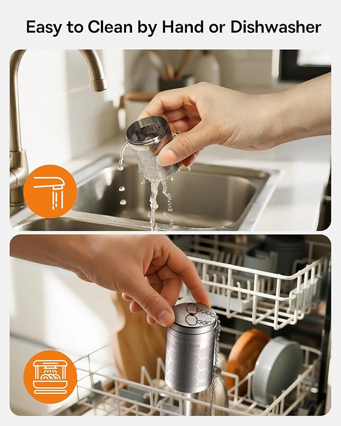House Again 2 Pack Tea Infusers, Extra Fine Mesh Tea Strainers for Loose Tea, Updated Slim Threaded Lid & 304 Stainless Steel, Filter Bags Diffusers, Loose Leaf Tea Steeper for Brew Tea Spices