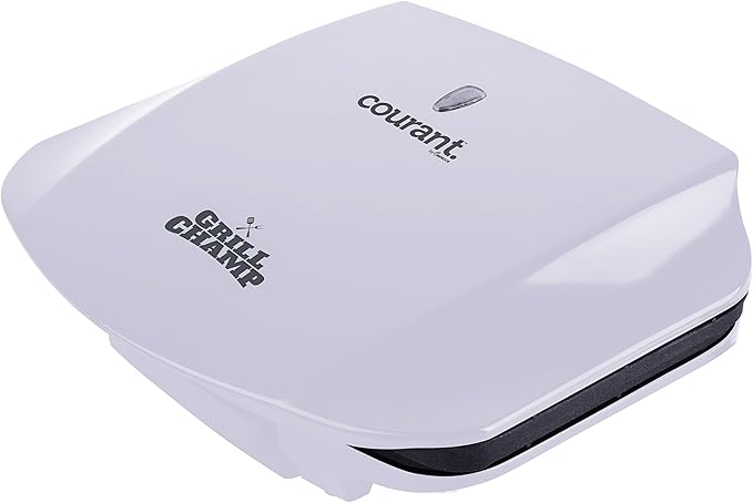 Courant Contact Grill, Panini Press Grill, 4 Servings Indoor Grill Champ, White (CCG-5681)
