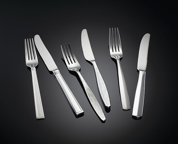 Lenox Bratton 65-Piece Flatware Set, 9.85 LB, Metallic