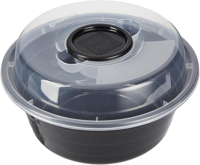 GoodCook 4-Cup Meal Prep Bowls Set with Lids and Dressing Cup, Microwavable Food Storage Containers for Meal Prepping, Set of 10, Black