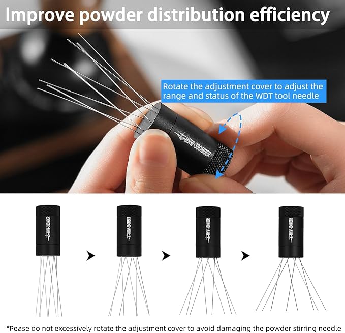 MHW-3BOMBER WDT Tool Espresso Distribution Tool with Magnetic Stand for Barista+ MHW-3BOMBER Espresso Steaming Pitcher Milk Frothing Pitcher Stainless Steel Milk Coffee Cappuccino Latte Art Barista Cu