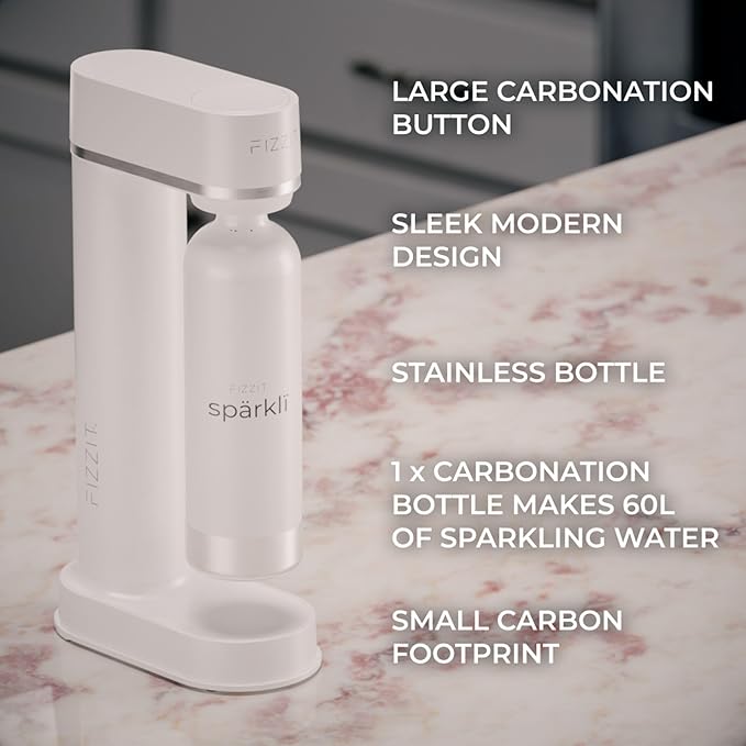Fizzit Spärklï Carbonated Water Soda Maker | Stainless Steel Bottle | 12pk Drink Mix Variety Pack | FIZZ & FLAVOR BUNDLE