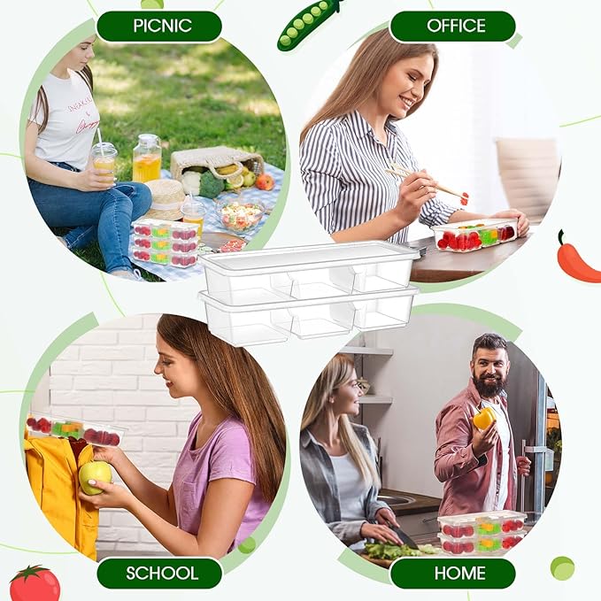 Hushee 10 Pack 17 oz Small Meal Prep Containers with 3 Compartments Snack Containers with Lid Disposable Plastic Bento Box Travel Lunch Food Boxes Stackable for Office Picnic (Clear)