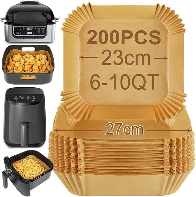 Large Air Fryer Disposable Paper Liners Nonstick 23cm Oven Airfryer Parchment Baking Paper ，Compatible For Ninja，Compatible For COSORI ，Grill Cooking Basket(23cm round,250 Pcs)