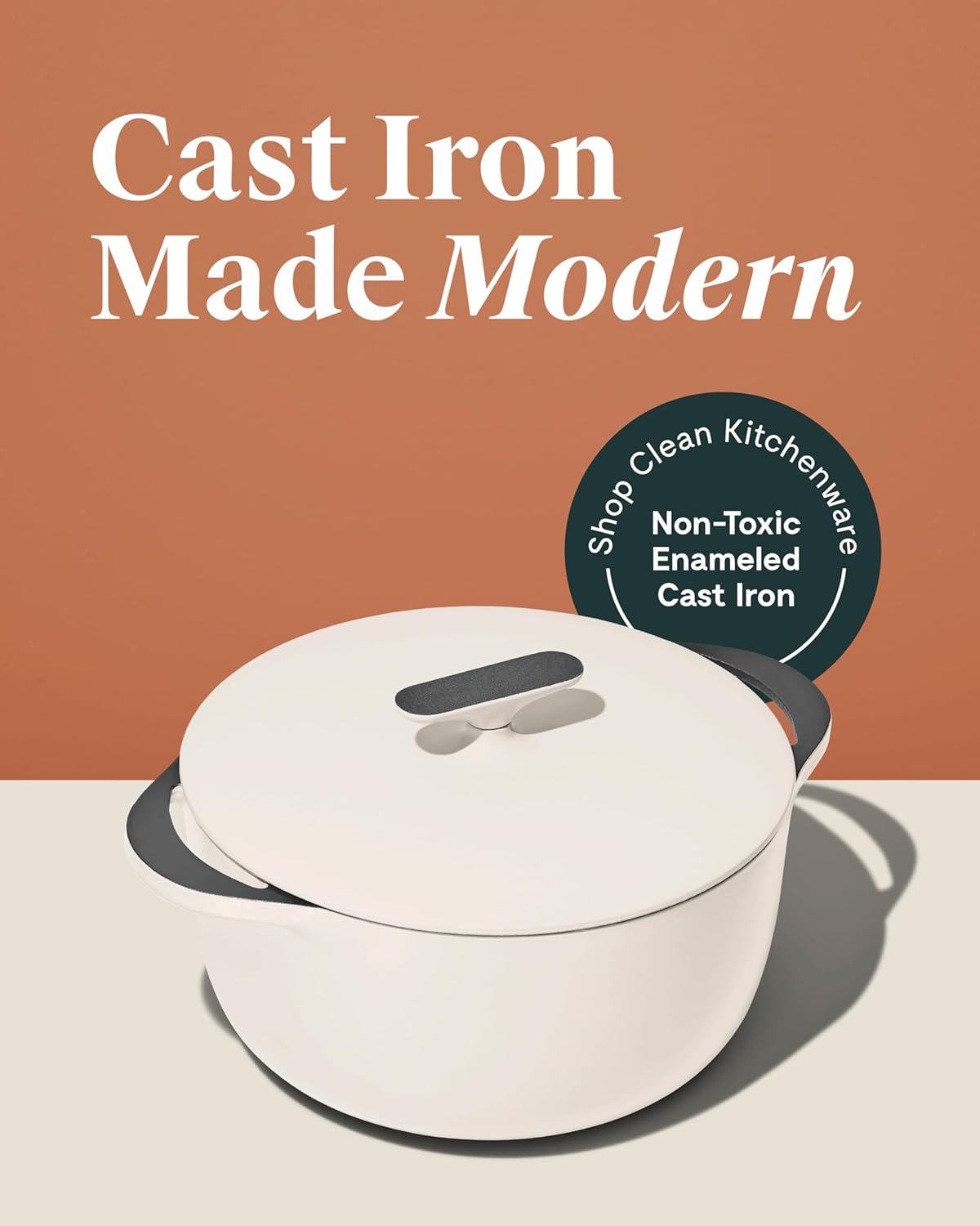 Caraway Enameled Dutch Oven - 6.5 qt Cast Iron Dutch Oven With Lid - 3 Layer Enamel Coating - No Seasoning Required - Compatible With All Stovetops - Oven Safe - No Forever Chemicals - Cream