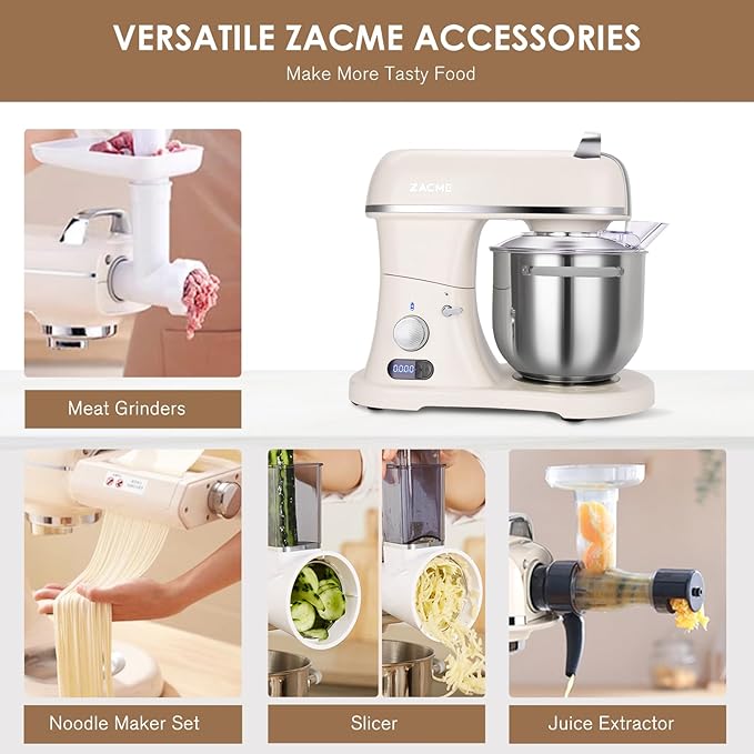 7.4QT Household Stand Mixer 800W with CSA Certified and Aluminum Die Casting, Kitchen Electric Mixer Metal Food Mixer with Stainless Steel 7L Bowl, Dough Hook, Whisk and Beater