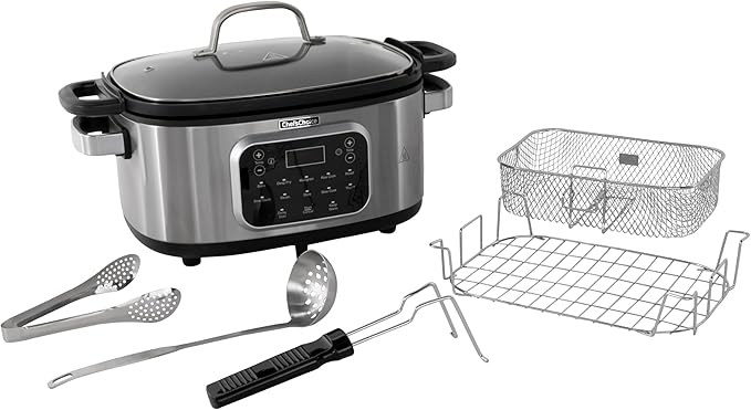 Chef'sChoice Multicooker, Large 6-Quart Capacity Multipurpose Non-Stick Vessel and Variable Temperature Control with Keep Warm and 12 Cooking Presets, 1300-Watts, Stainless Steel