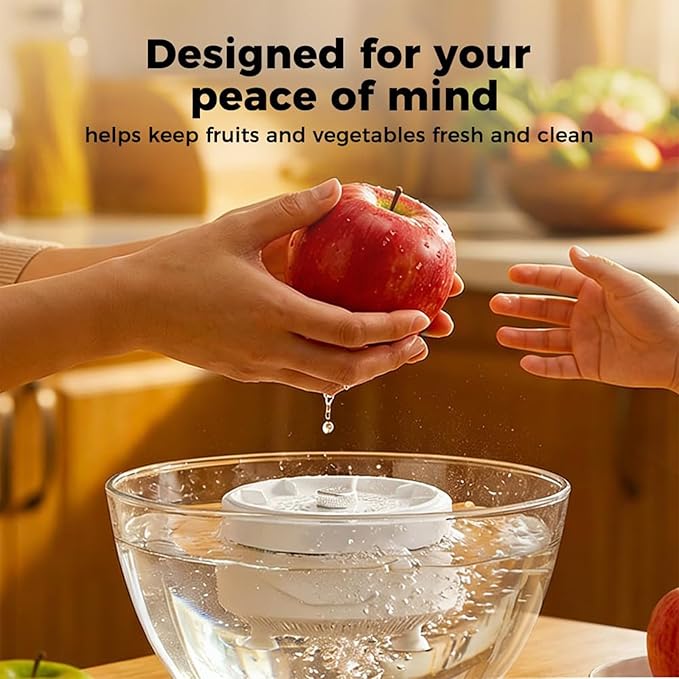 Fruit and Vegetable Washing Machine, Capsule Fruit Cleaner Device for Kitchen Sink | Portable Veggie Wash Purifier for Produce Grains Meat Seafood, 2026 Wireless Hydroxyl Water Ion Technology (1Pcs)