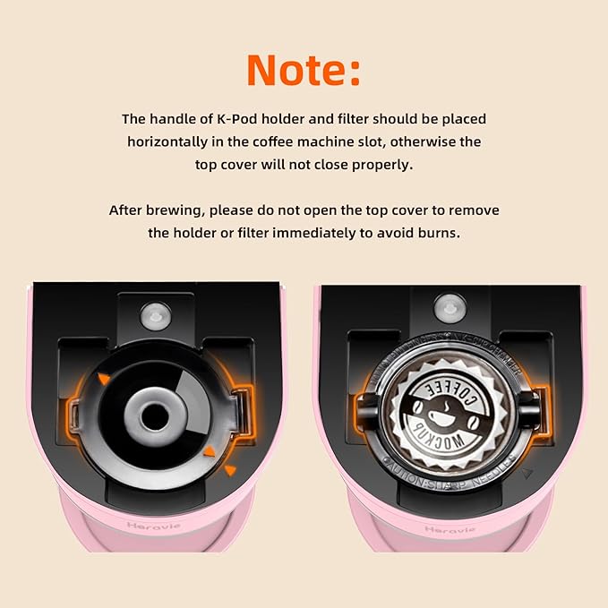 Horavie Mini Single Serve Coffee Maker for K Cup and Ground Coffee, Fast Brew One Cup Coffee Machine with Descaling Reminder and Water Window, 6 to 12 oz. Brew Sizes, Pink