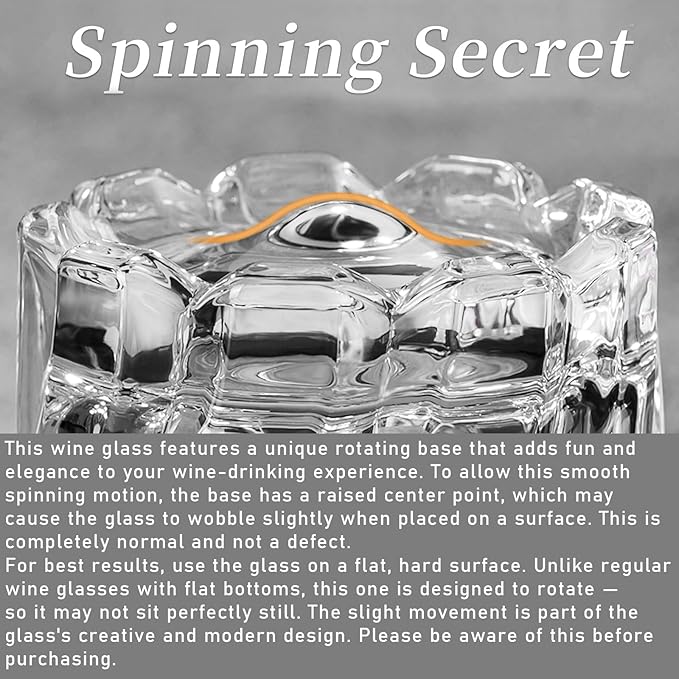 PARACITY Spinning Whiskey Glasses Set of 2, Rotatable Old Fashioned Glassware, Bourbon/Cocktail/Rock Glasses for Bar, Party and Home, Whiskey Gift for Men