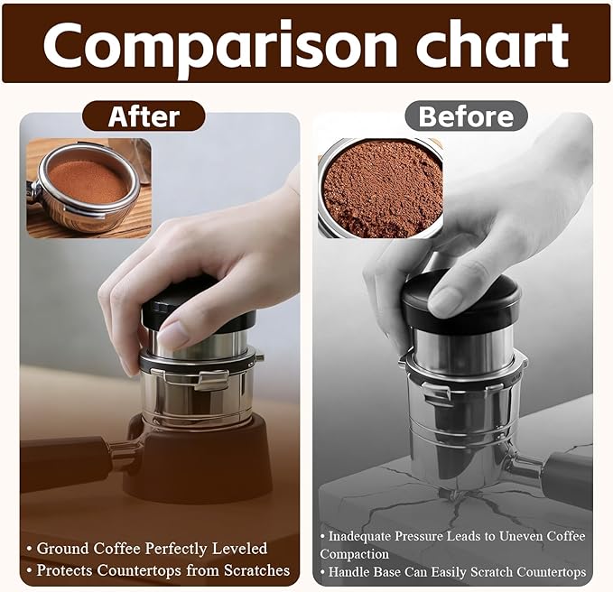Portafilter Holder & Coffee Knock Box Combo for Ninja Luxe Café ES601&ES701 Espresso Machine - Anti-Slip Silicone Coffee Tamper Base and Large Capacity ABS Knock Box Espresso Accessories Kit,Black
