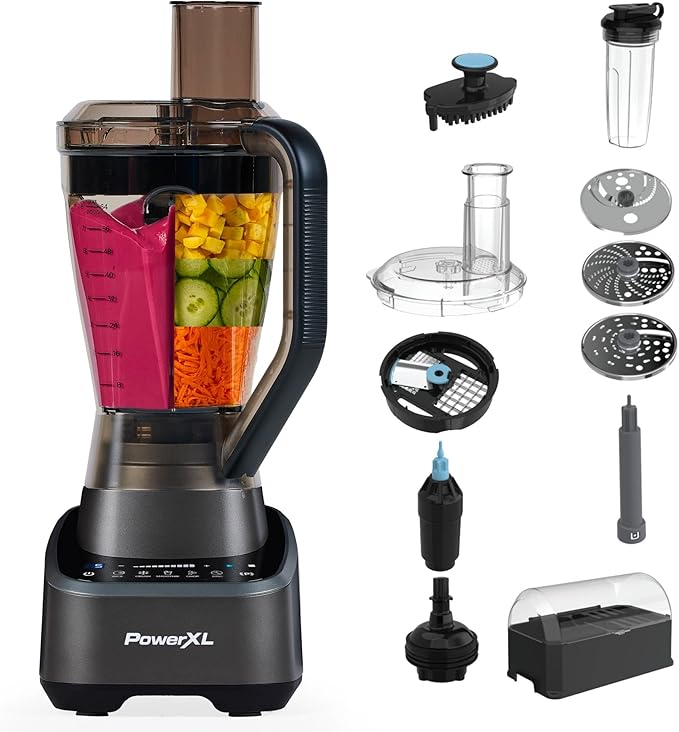 PowerXL SensiMax Blending Kitchen System – 1500W, Smart Sensing Technology, Hands-Free Blending, 3 Functions, 10 Speed Control, 72OZ Jar, 6-Tip Turbo Blade, 13 Food Processor Accessories, Storage Case