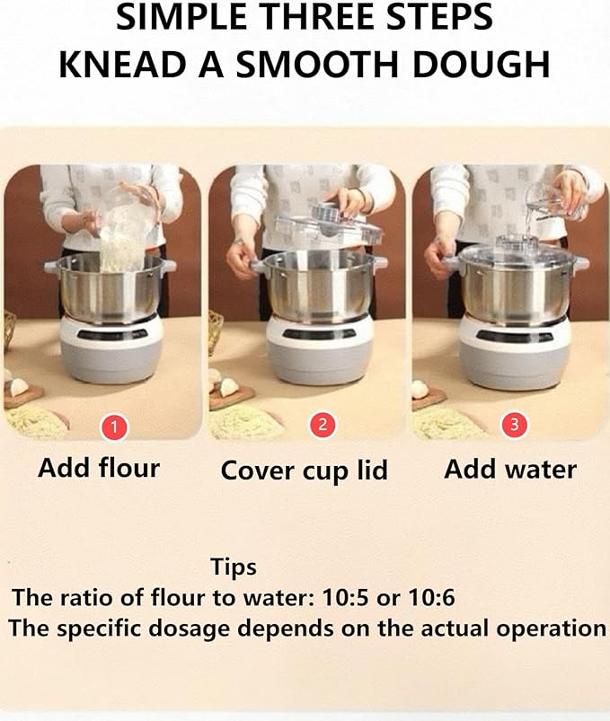 Electric Dough Machine With Fermentation Function, Microcomputer Timing, Front Touch Panel, 6.3qt(7L), 304 Stainless Steel, Used For Bread, Pizza, Pancake, Dumpling Dough And Sourdough