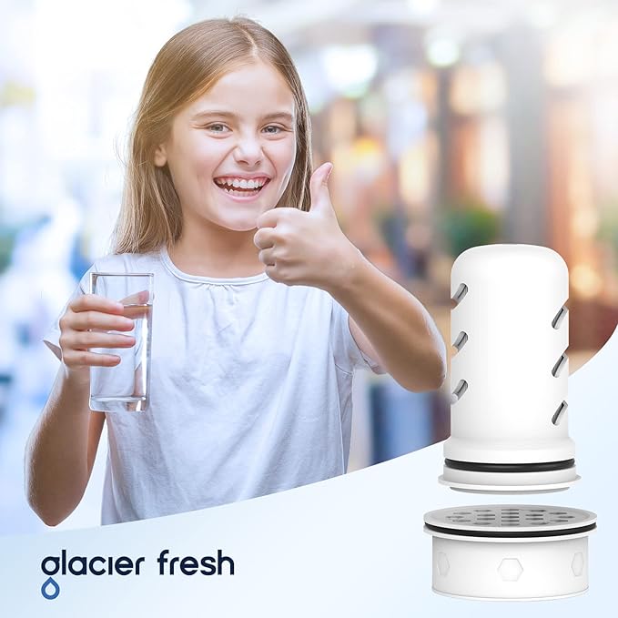 GLACIER FRESH Water Pitcher Filter Replacement for LS Home Dispenser and Pitcher Systems, Reduces Chlorine Taste and Odor, 2 Membrane Micro and 4 Activated Carbon + Ion Exchange Filter