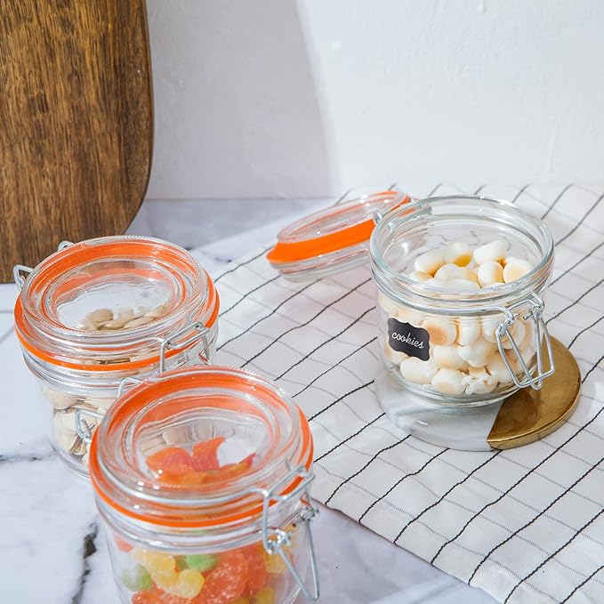 Glass Jars With Airtight Lids, 6 oz Mason Jars,Glass Jar With Leak Proof Rubber Gasket 200ml,Storage Jar With Hinged Lid for Home and Kitchen,GlassStorage Containers With Lids 12 Pack