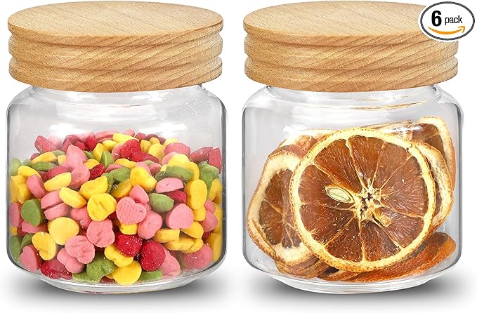 Small Glass Jars with Airtight Lid 13oz Seasoning Containers Glass Spice Jar Food Pantry Storage Containers for Kitchen Sugar Tea Coffee Bean Nuts Cookies Herbs Salt (400ml/13.5oz-2pack)