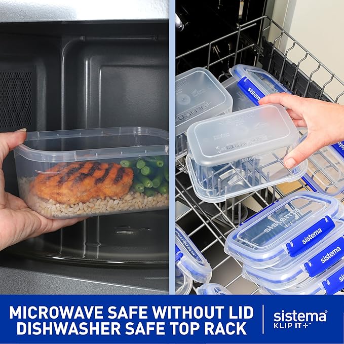 Sistema KLIP IT Food Storage Container, 7 L, Airtight & Stackable, BPA-Free, Clear with Blue Clips