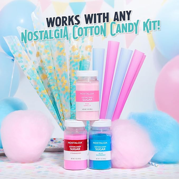 Nostalgia Vintage Hard and Sugar Free Candy Countertop Cotton Candy Maker, Includes 2 Reusable Cones And Sugar Scoop – Aqua