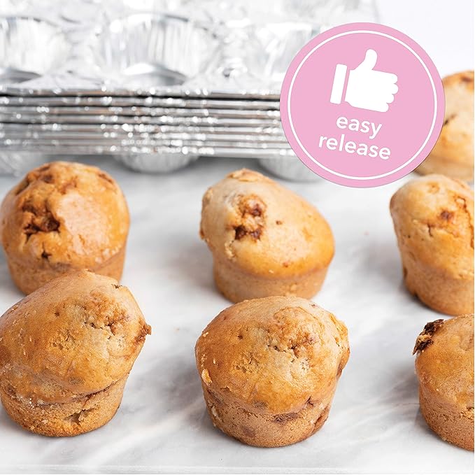 PLASTICPRO Aluminum Foil Muffin Pans Reusable and Disposable, Holds 6 Cupcakes/Muffin & Pie foil Pan Pack of 20