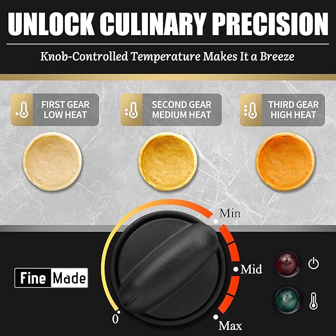 FineMade Non Stick Mini Pancakes Maker Machine, Electric Poffertjes Pan with Browning Control, Small Ebelskiver Aebleskiver Pan, Dutch Mini Pancake Maker, with Brush & Forks, 14 Slots, Black
