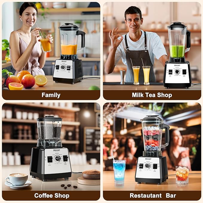 Blenders for Kitchen, Smoothie Blender, 2400W/1000W Prasky Blender & Grinder Combo, 25,000 RPM High Speed, 68oz BPA-Free Food Processor, Countertop Blender for Smoothies, Shakes & Food (White,2L)