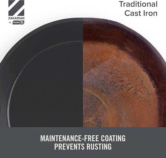 Zakarian x Dash Nonstick Cast Iron Grilling and Roasting Pan - Oven-Safe Cookware - Titanium Ceramic Nonstick Coating - Great for Roasting Veggies, Meats, and More - Blue, 11-Inch