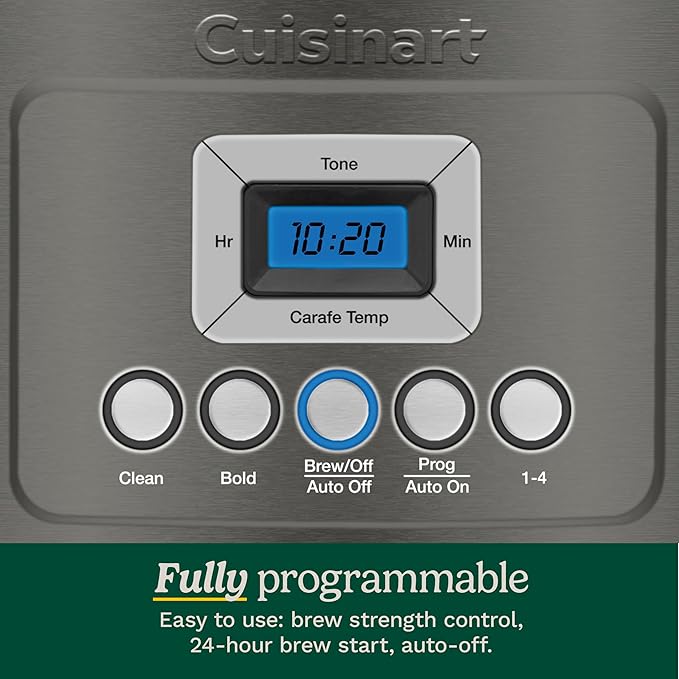 Cuisinart 14-Cup Coffee Maker, Programmable PerfecTemp Glass Carafe Coffee Machine with 1-4 Cup Setting, Brew Strength Control and Pause, Stainless Steel, DCC-3200BKSNAS, Black