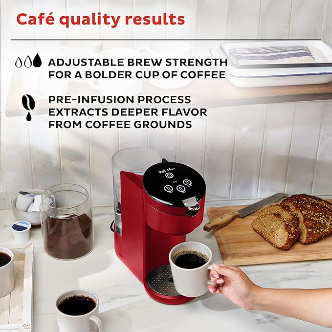 Instant Solo Single Serve Coffee Maker, From the Makers of Pot, K-Cup Pod Compatible Brewer, Includes Reusable & Bold Setting, Brew 8 to 12oz., 40oz. Water Reservoir, Red