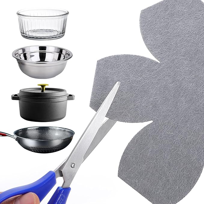 Felt Pot and Pan Protectors for Stacking, 12 Pieces in 3 Sizes, Extra Thick Divider Non-Slip Cookware Dividers Scratch-Resistant Pads for Nonstick Ceramic Glass Metal Pans