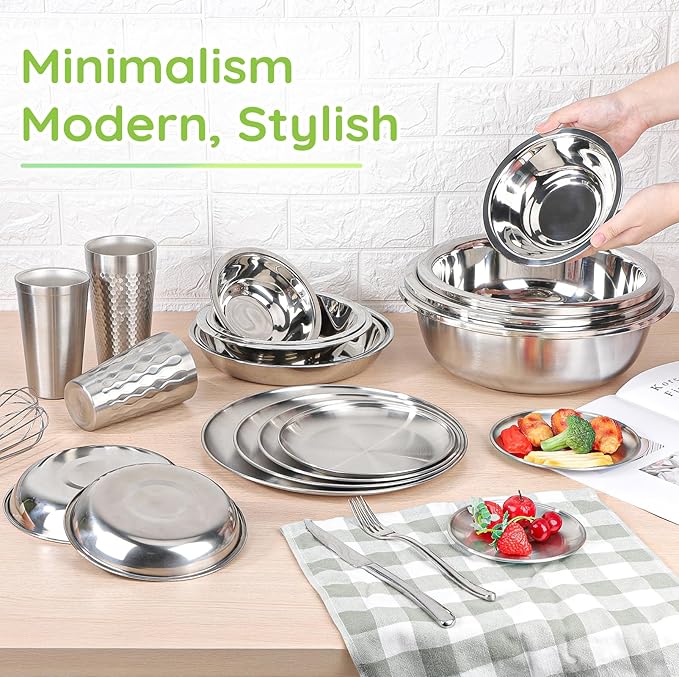 304(18/8) Stainless Steel Mixing Bowls for Kitchen, 6 Pack 6.3" 13.67 fl.oz Metal Mixing Bowls Set Stackable for Baking Serving Cooking Food Prep Storage Dishwasher Safe Lightweight