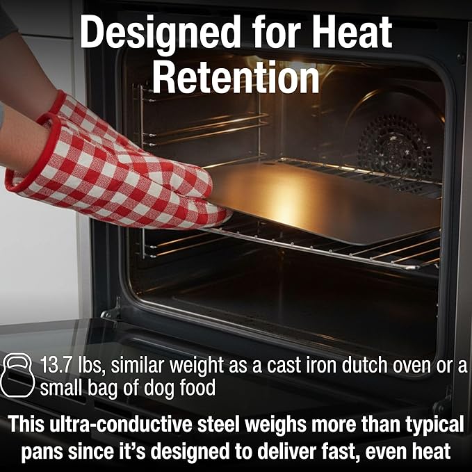 ThermiChef 14x20 Pizza Steel, 3/16" Thick, 13.7 lbs - Cooking Steel for Oven & Grill - Made in USA