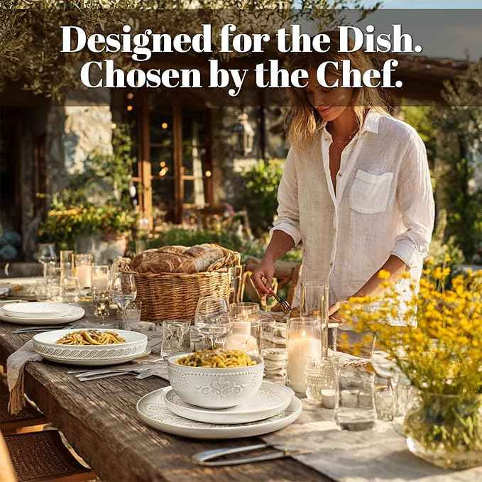 Artena Plates And Bowls Sets, 16 Pieces Dinnerware Sets, Dish Set For 4, Ceramic Kitchen Bowl And Plate Set, Embossed White Dishware Sets, Dishwasher & Microwave Safe (Damask Floral)