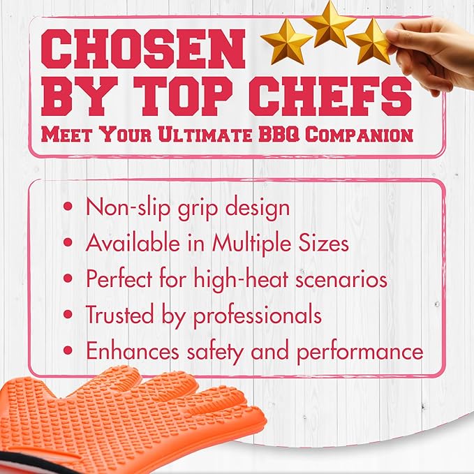 KITCHEN PERFECTION S Silicone Smoker Oven Gloves for Women -Extreme Heat Resistant BBQ Gloves -Handle Hot Food Right on Your Grill Fryer |Waterproof Oven Mitts for Cooking |Superior Set+3 Bonuses